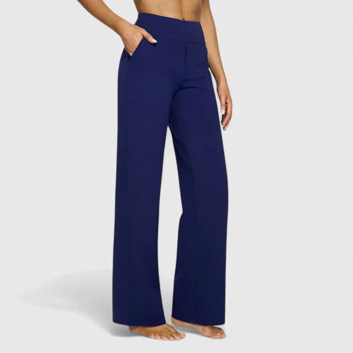 Women's High Waisted Wide Leg Pants with Pull On Design