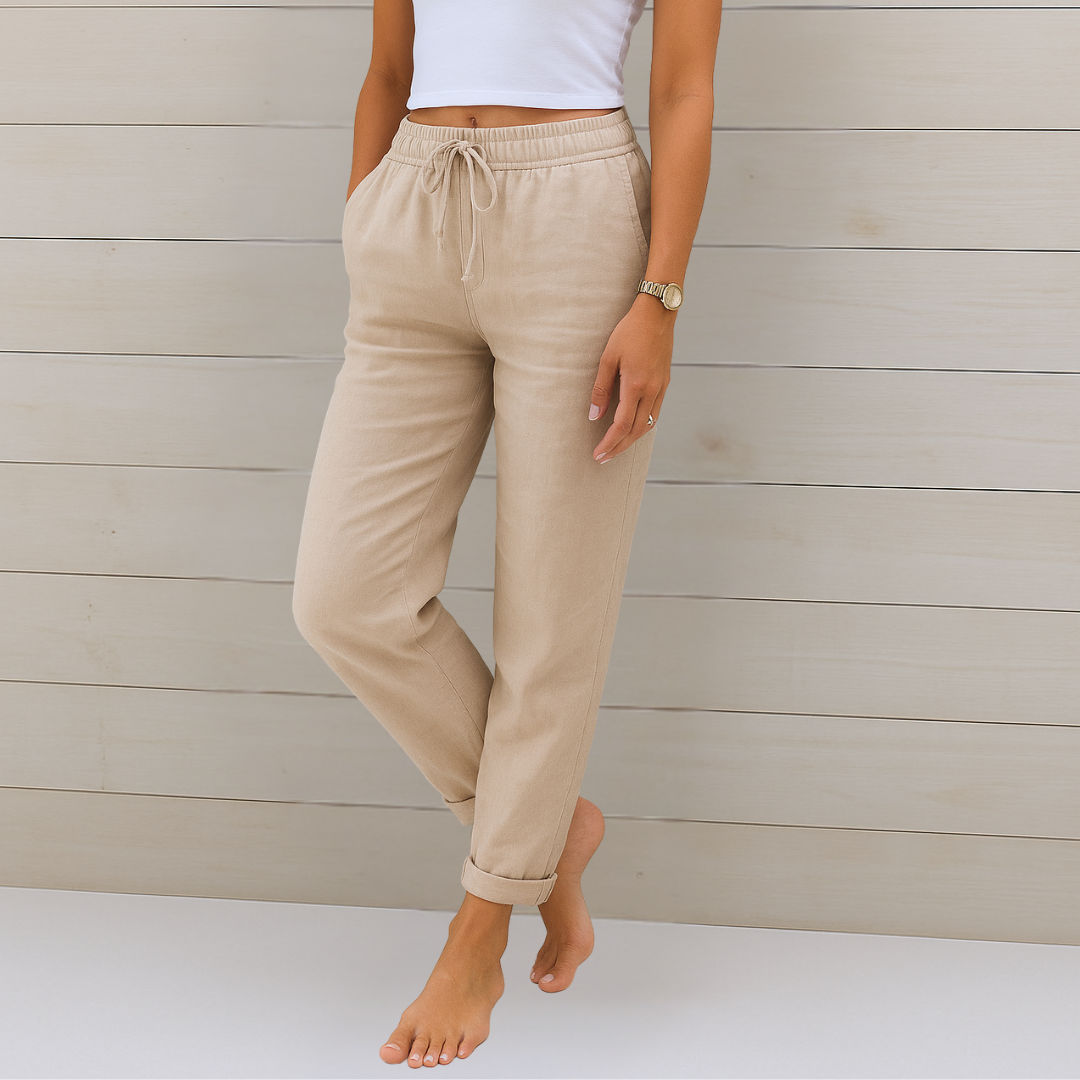 Women's Straight Leg Jogger Pants with Drawstring Waist and Pockets