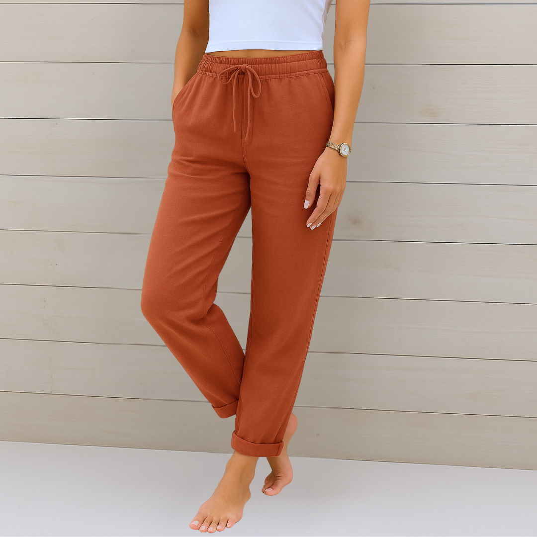 Women's Straight Leg Jogger Pants with Drawstring Waist and Pockets