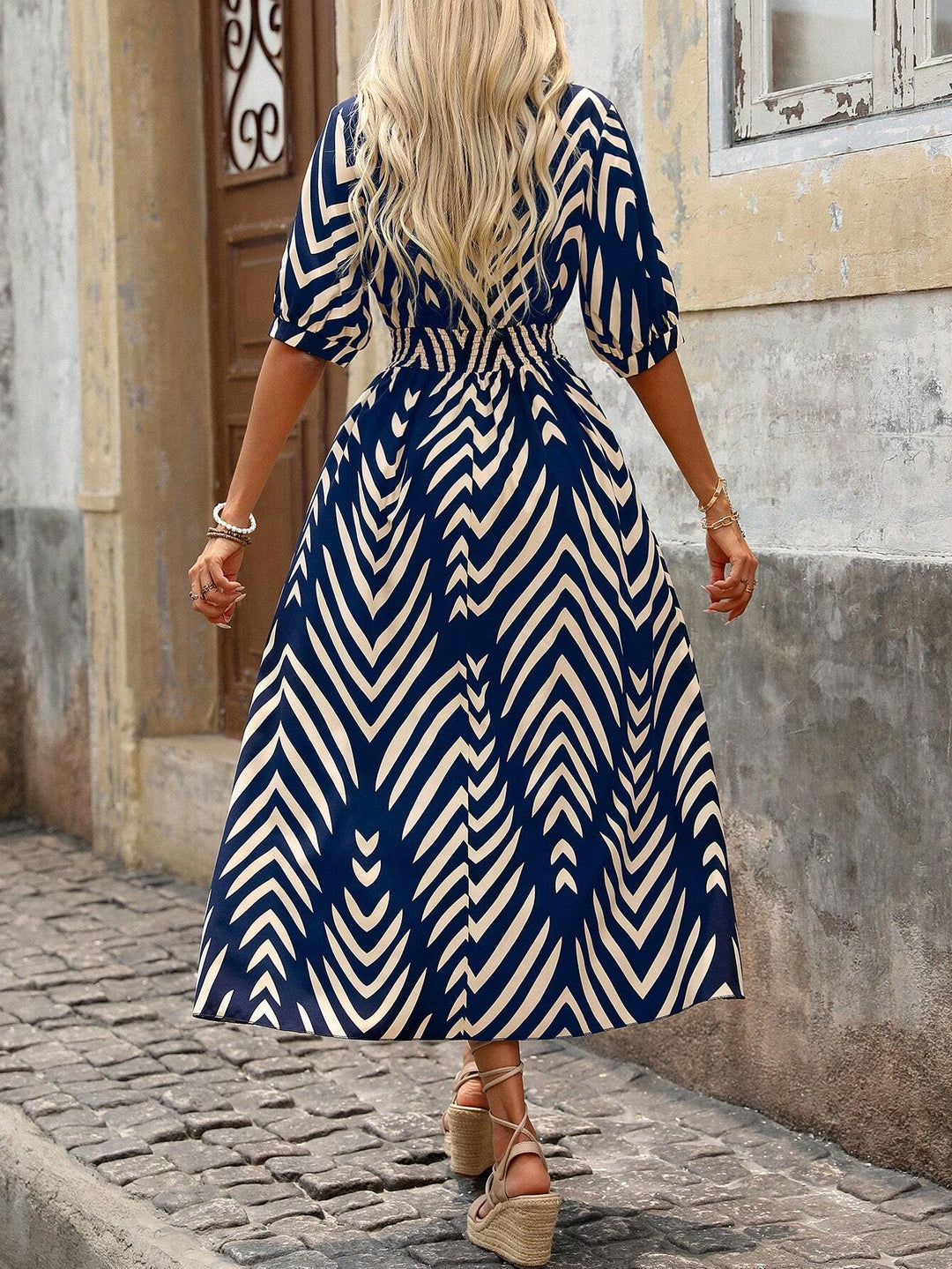 Emily | Boho Midi Dress Geometric Print