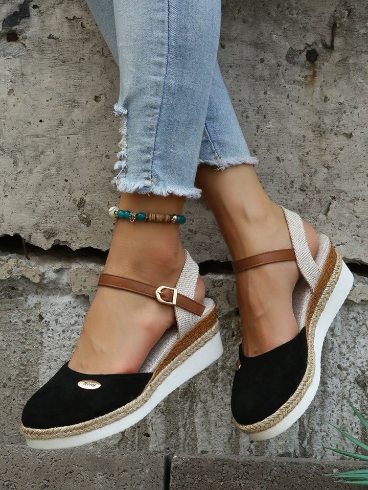 Women's Orthopedic Closed Toe Wedge Sandals with Ankle Strap