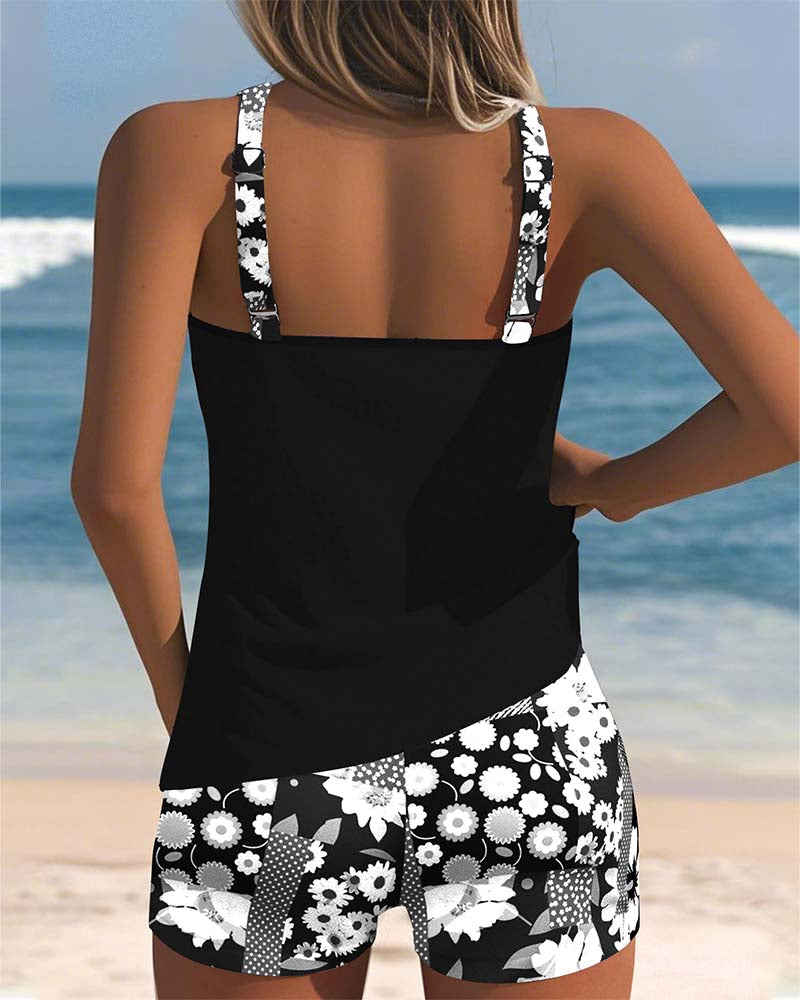 Women's Floral Tankini Set with Shorts