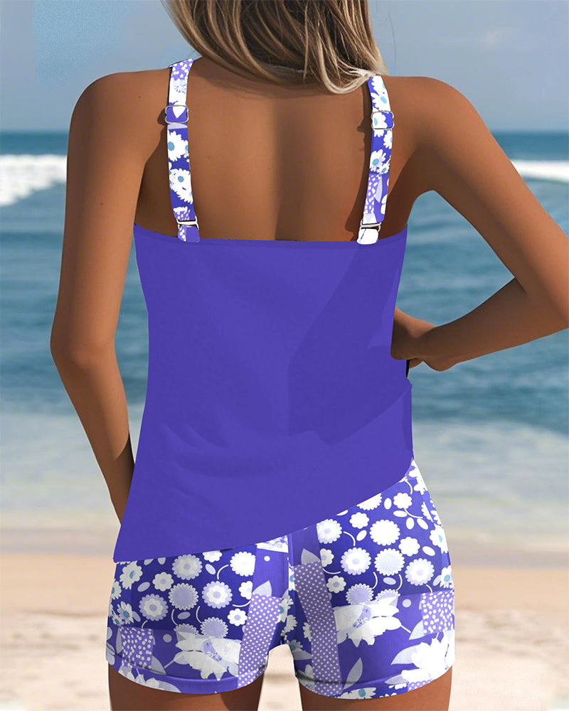 Women's Floral Tankini Set with Shorts