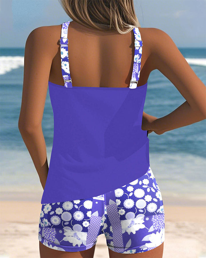 Women's Floral Tankini Set with Shorts