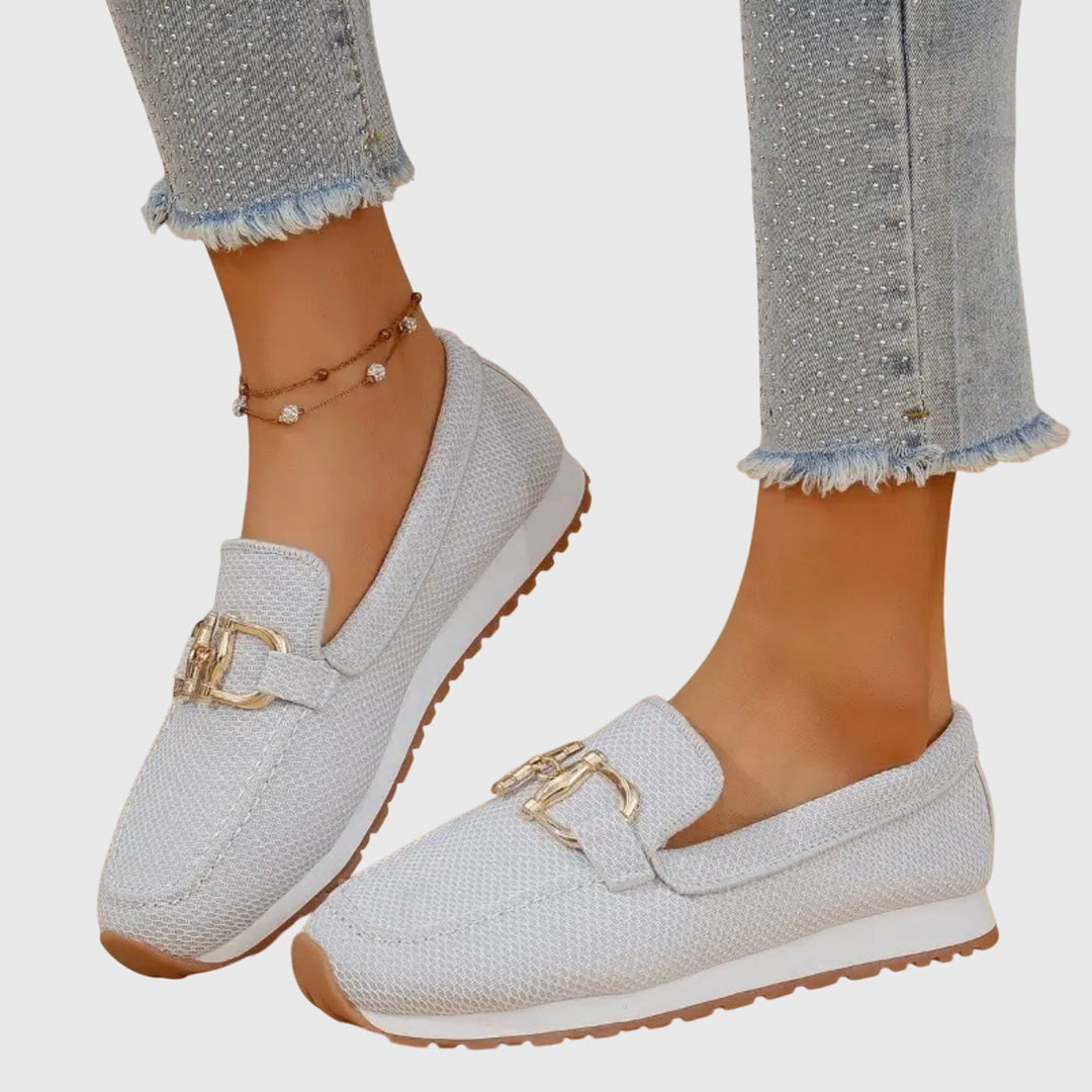 Women's Orthopedic Loafers with Chain Detail and Textured Upper