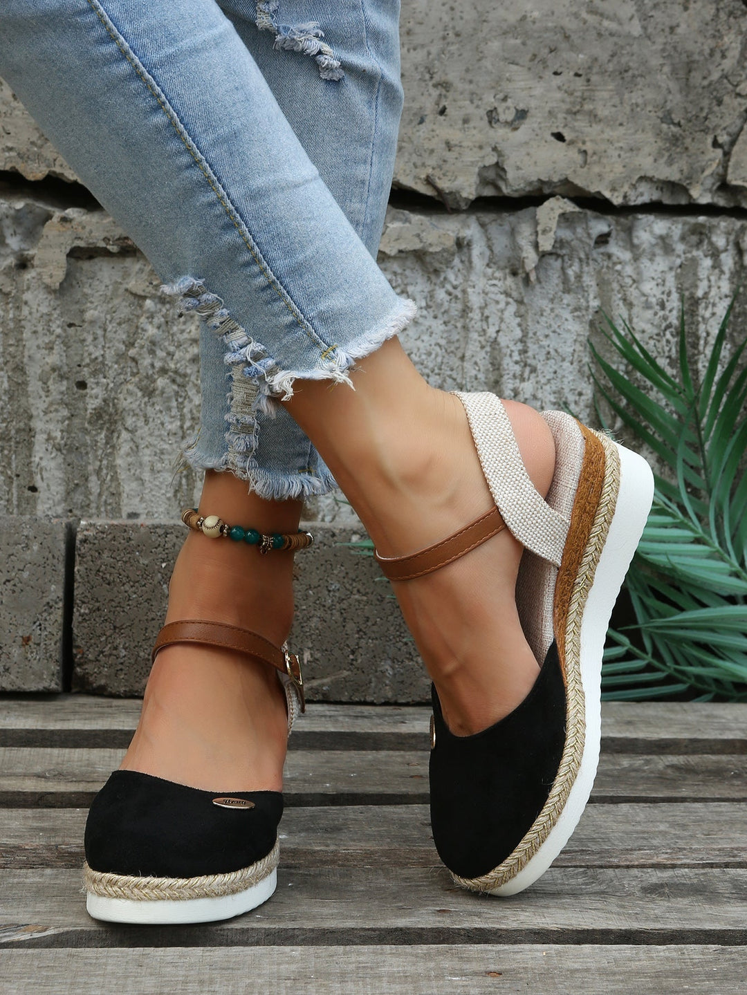 Women's Orthopedic Closed Toe Wedge Sandals with Ankle Strap