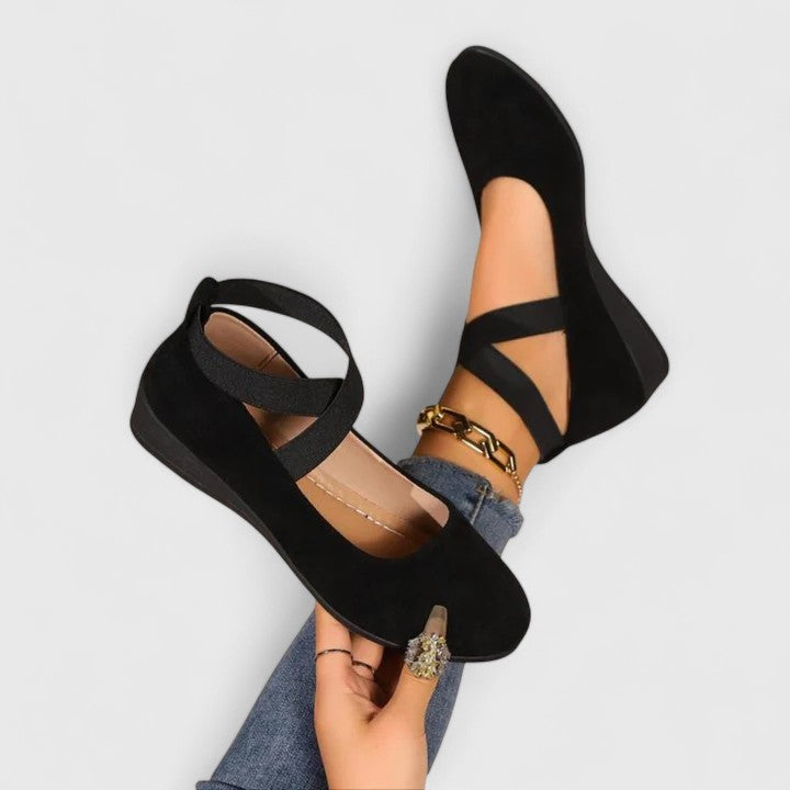 Women's Orthopedic Strap Flats with Closed Toe and Low Wedge