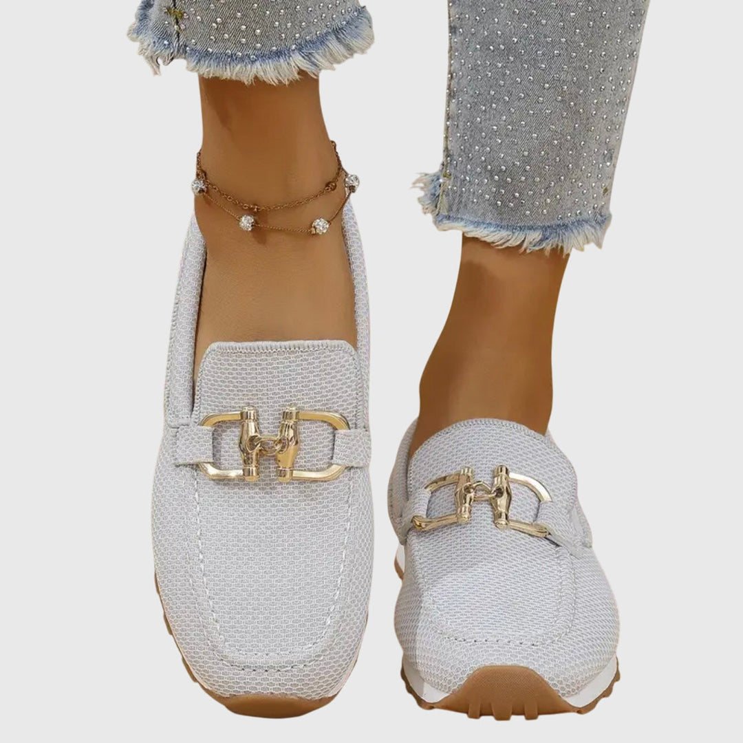 Women's Orthopedic Loafers with Chain Detail and Textured Upper