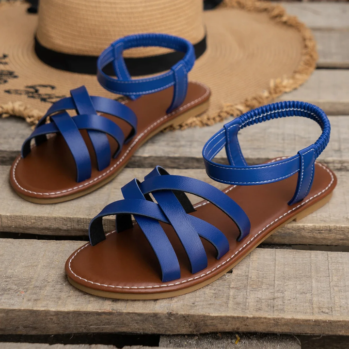 Women's Orthopedic Strappy Flat Sandals with Ankle Strap
