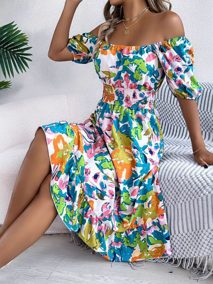 Alyssa | Boho Midi Dress Off-Shoulder