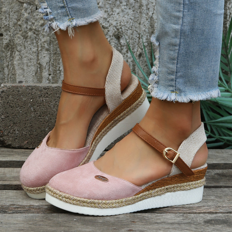 Women's Orthopedic Closed Toe Wedge Sandals with Ankle Strap