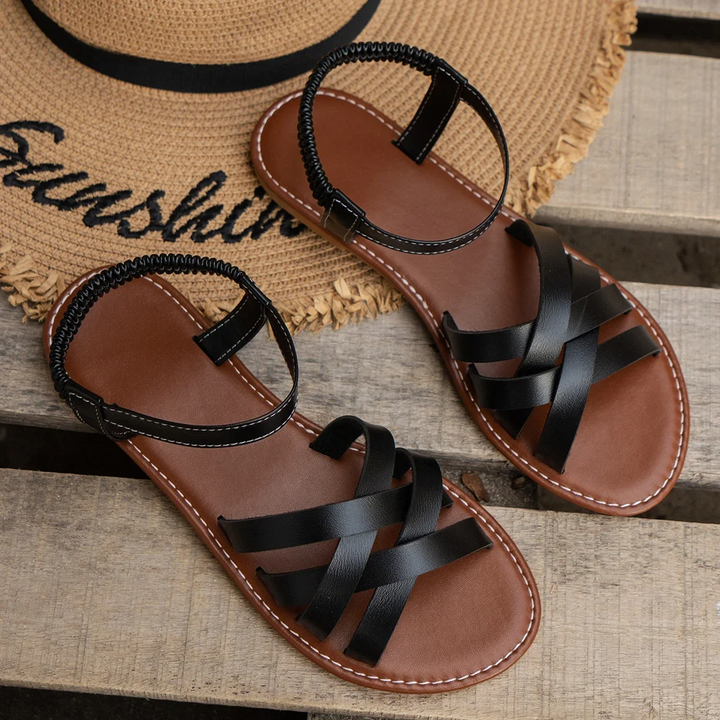 Women's Orthopedic Strappy Flat Sandals with Ankle Strap