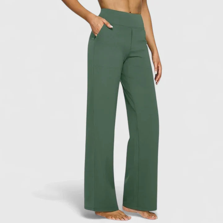 Women's High Waisted Wide Leg Pants with Pull On Design