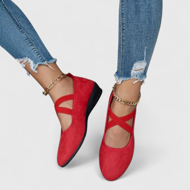 Women's Orthopedic Strap Flats with Closed Toe and Low Wedge