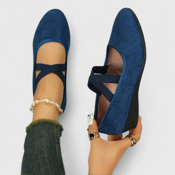 Women's Orthopedic Strap Flats with Closed Toe and Low Wedge