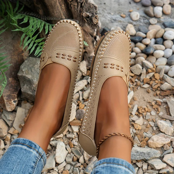 Women's Orthopedic Slip On Loafers with Perforated Upper