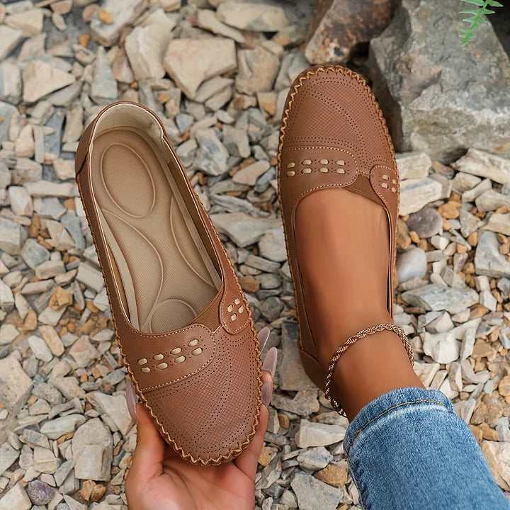 Women's Orthopedic Slip On Loafers with Perforated Upper