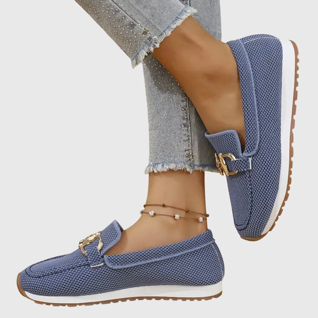 Women's Orthopedic Loafers with Chain Detail and Textured Upper