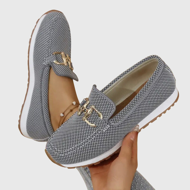 Women's Orthopedic Loafers with Chain Detail and Textured Upper