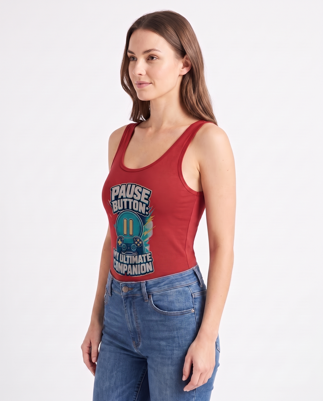 Pause Button: My Ultimate Companion Sleeveless Tank Bodysuit