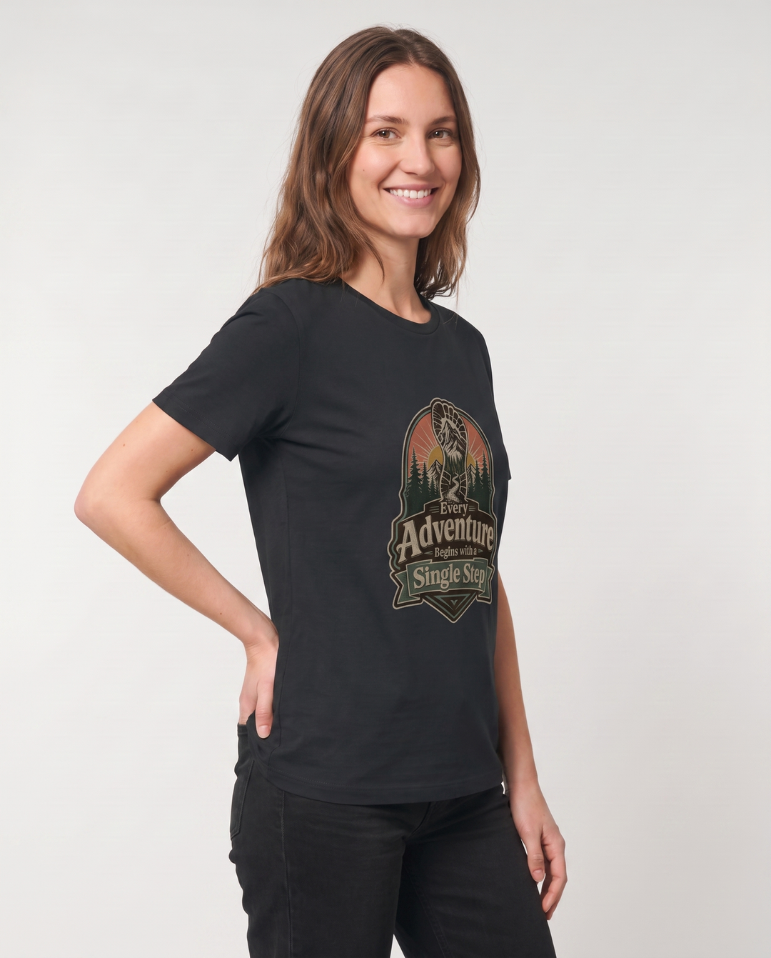 Every Adventure Begins With A Single Step Black T-Shirt