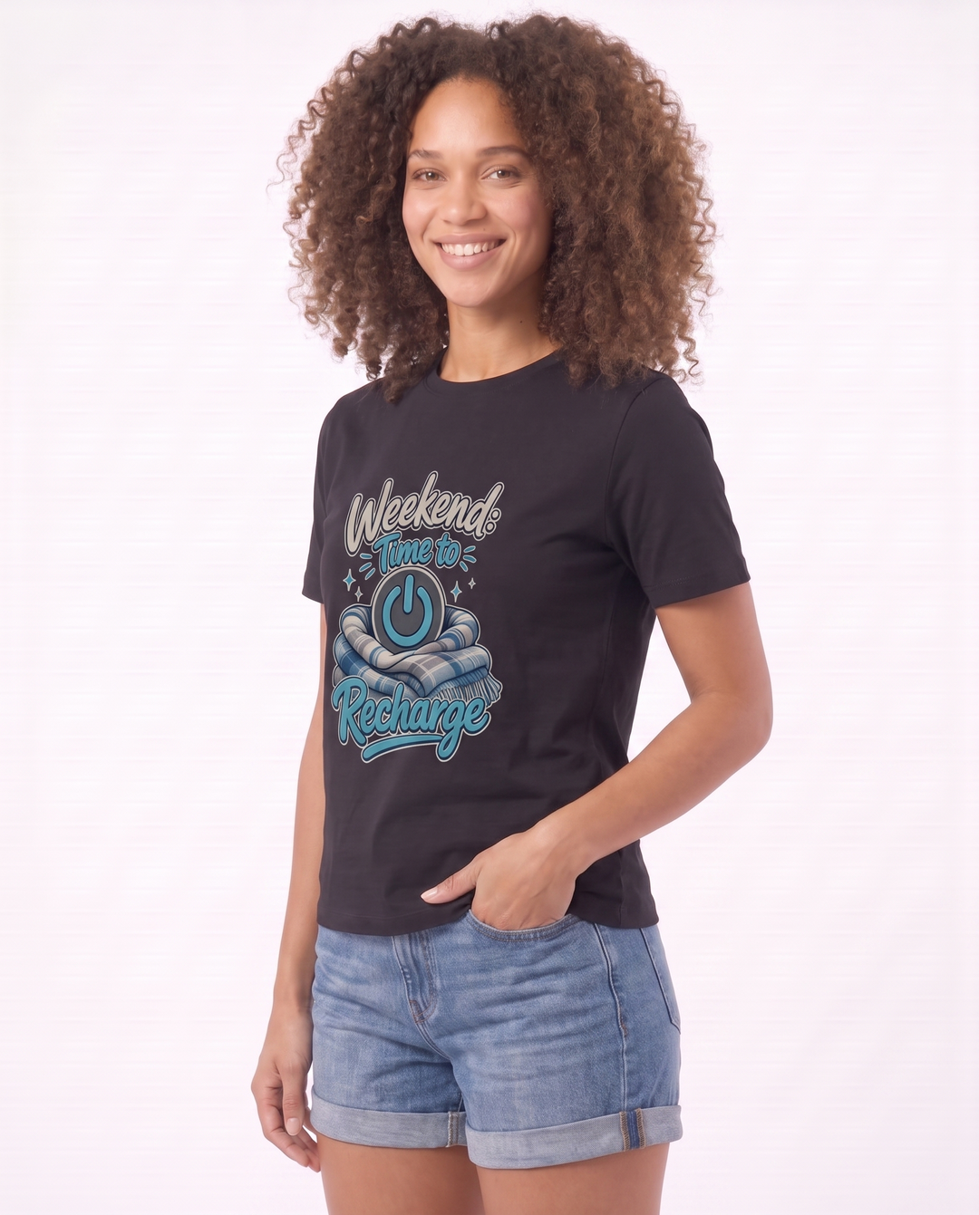 Weekend: Time To Recharge Black T-Shirt