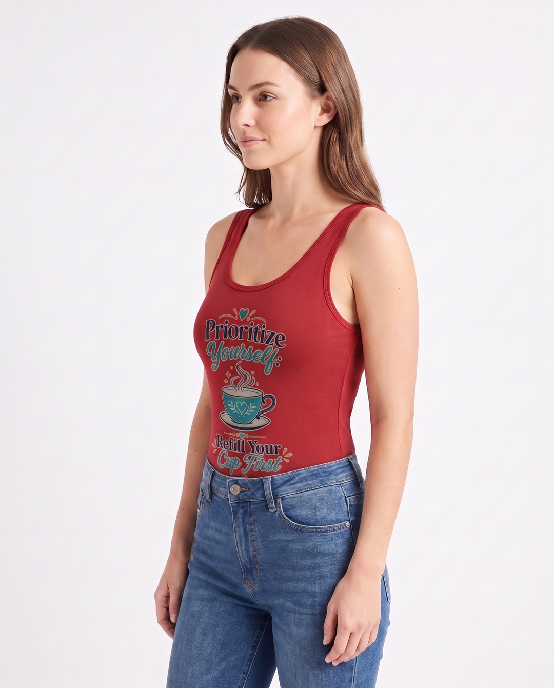 Prioritize Yourself: Refill Your Cup First Sleeveless Tank Bodysuit