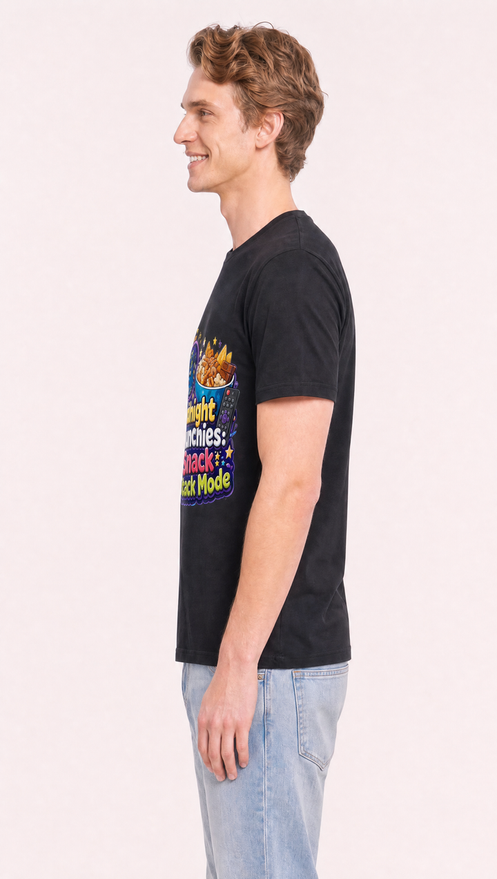 Midnight Munchies: Snack Attack Mode Men's Black T-Shirt