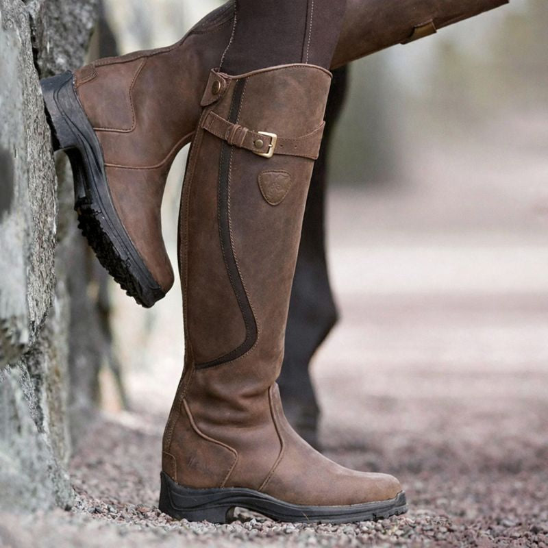 Women's Orthopedic Knee High Riding Boots with Side Zip