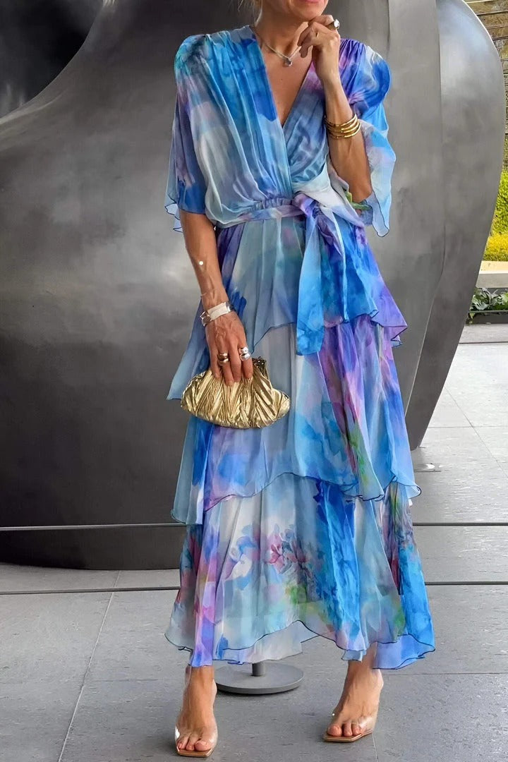 Polly | Cocktail Maxi Dress Layered Multicolor