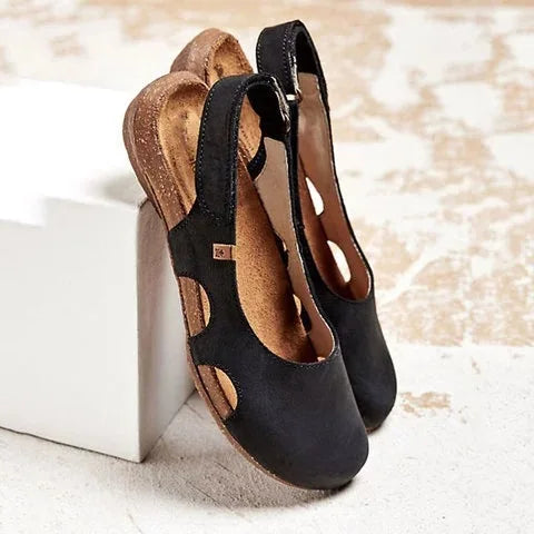 Women's Orthopedic Slingback Flats with Cut-Out Detail