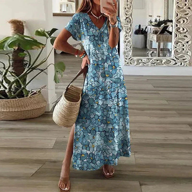 Patience | Boho Summer Maxi Dress Short Sleeve