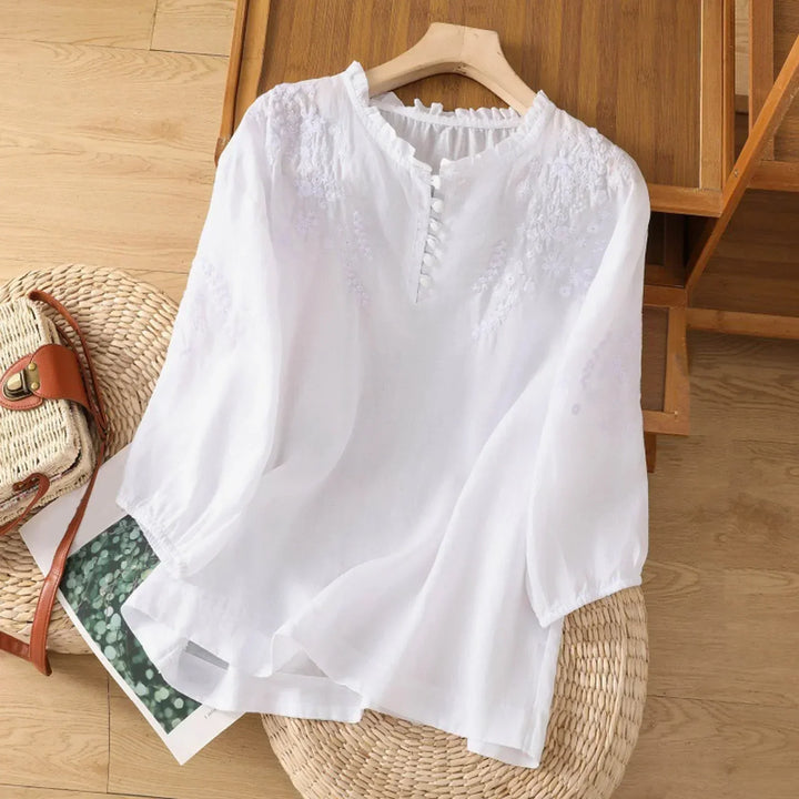 Women's Embroidered Blouse with Elbow Sleeve