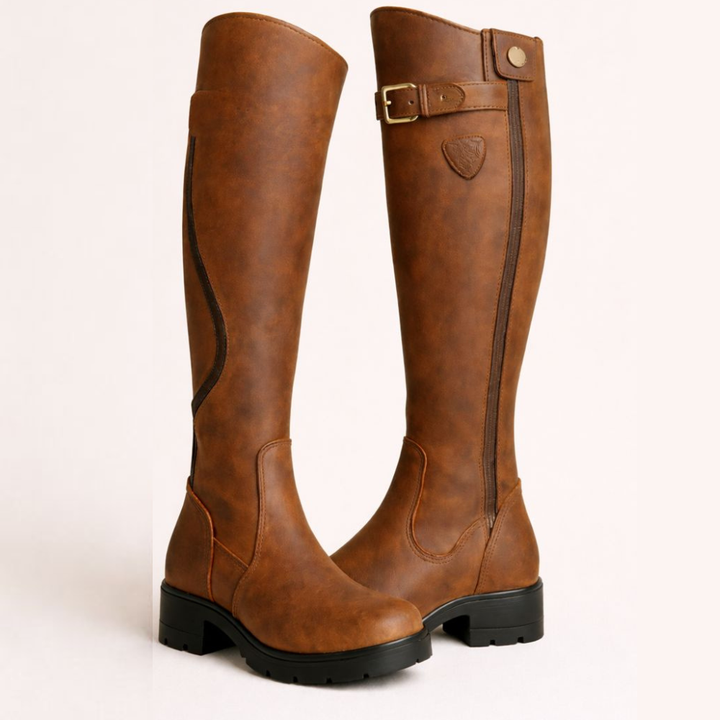 Women's Orthopedic Knee High Riding Boots with Side Zip
