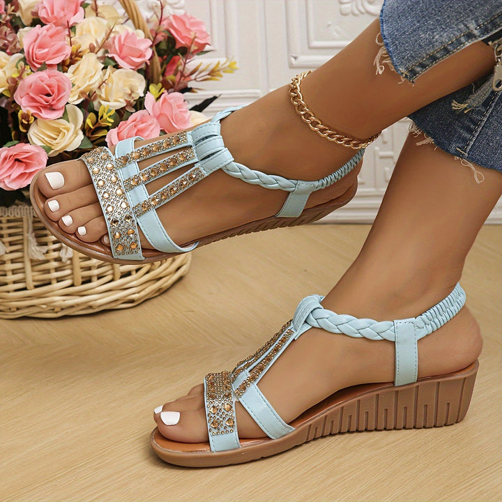 Women's Orthopedic Low Wedge Sandals with Ankle Strap