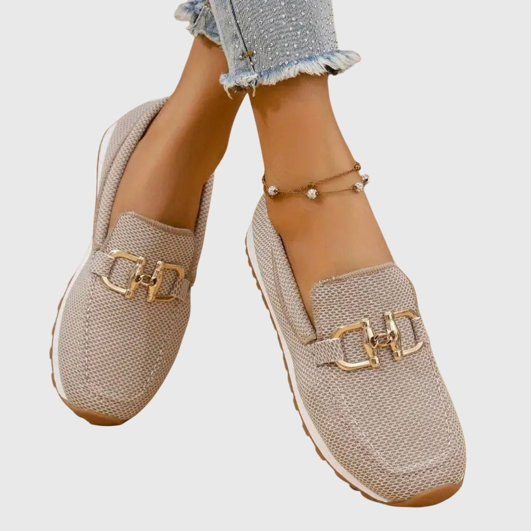 Women's Orthopedic Loafers with Chain Detail and Textured Upper