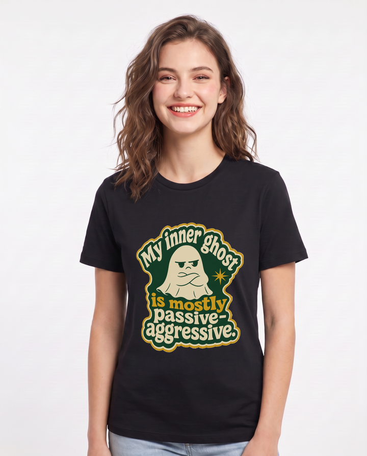 Halloween Women's Black T-Shirt - My inner ghost is mostly product image 1