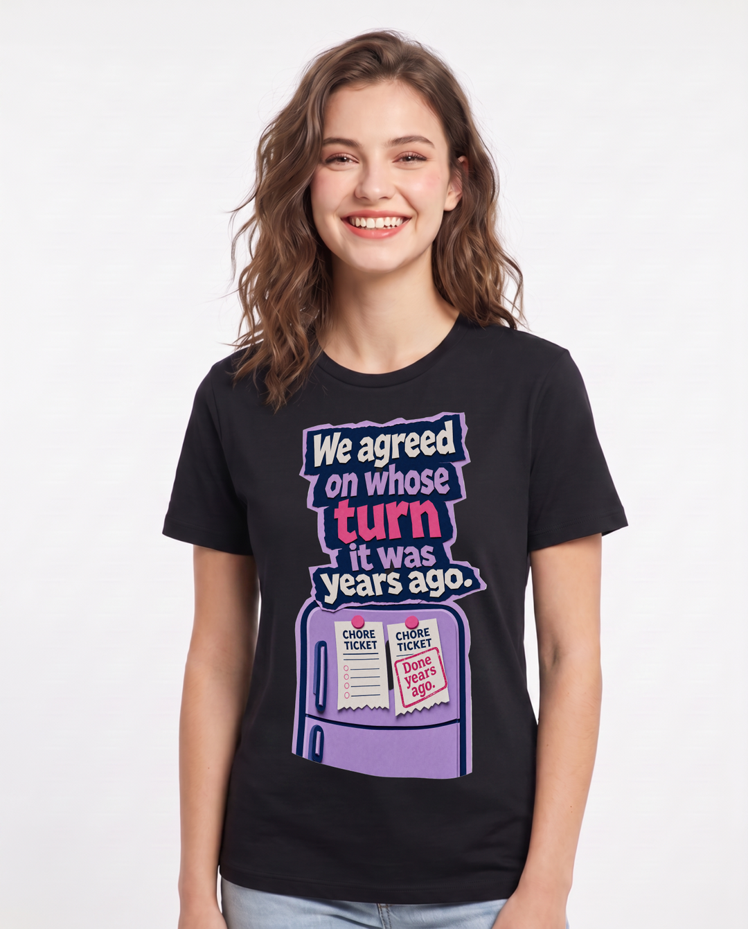 Couples Black T-Shirt for Women – Everyday Expression Graphic Tee product image 1