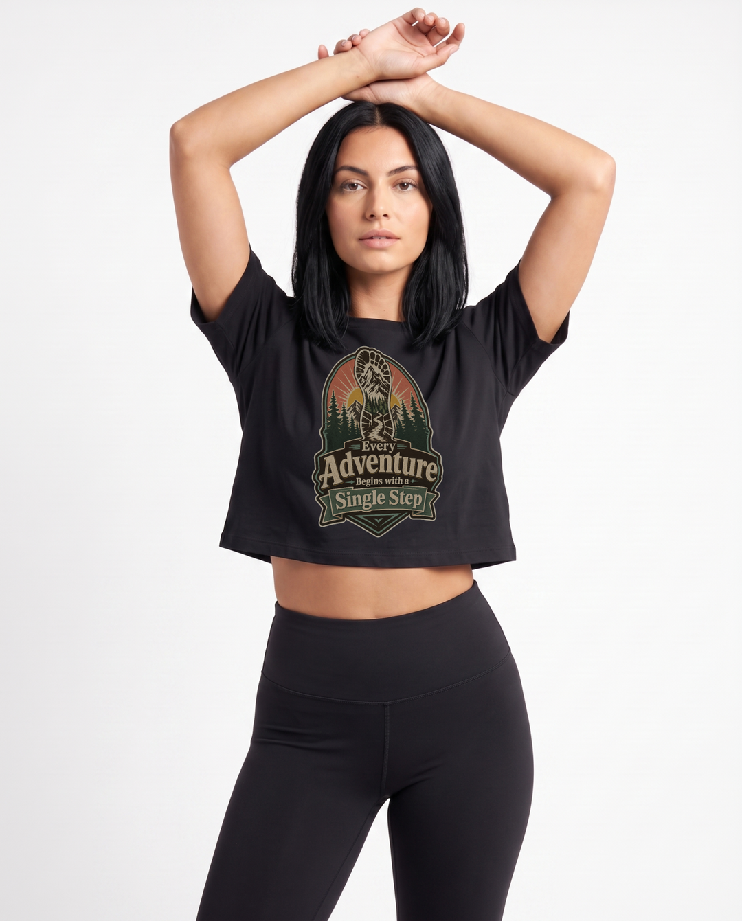 Every Adventure Begins With A Single Step Crop Top mockup 1