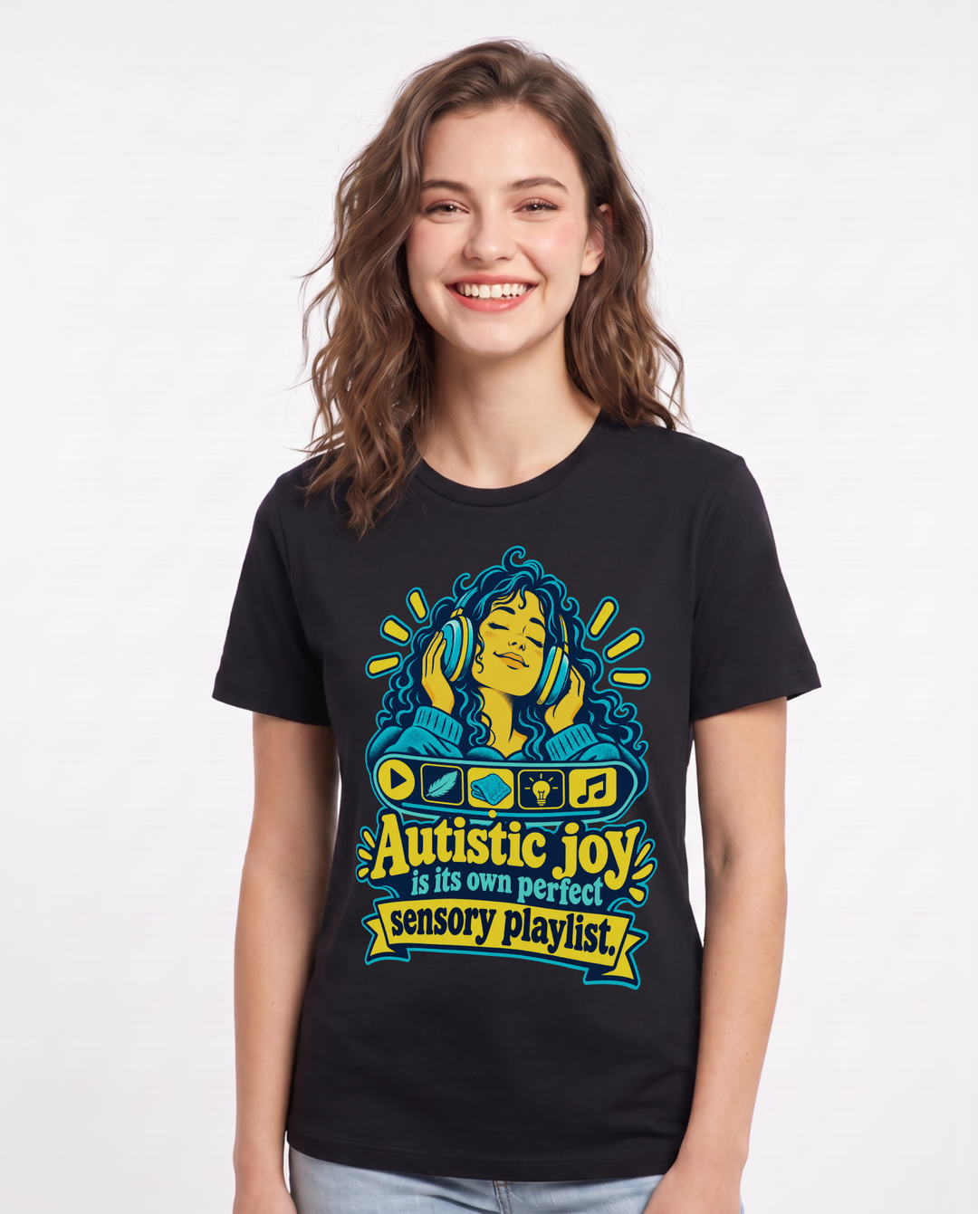 Neurodiversity Black T-Shirt for Women – Everyday Expression Graphic Tee product image 3