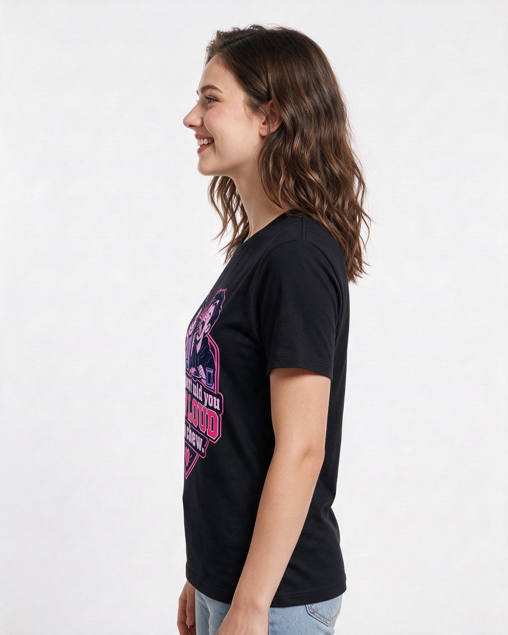 Couples Black T-Shirt for Women – Everyday Expression Graphic Tee product image 2