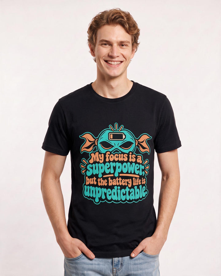 Neurodiversity Black T-Shirt for Men – Everyday Expression Graphic Tee product image 1