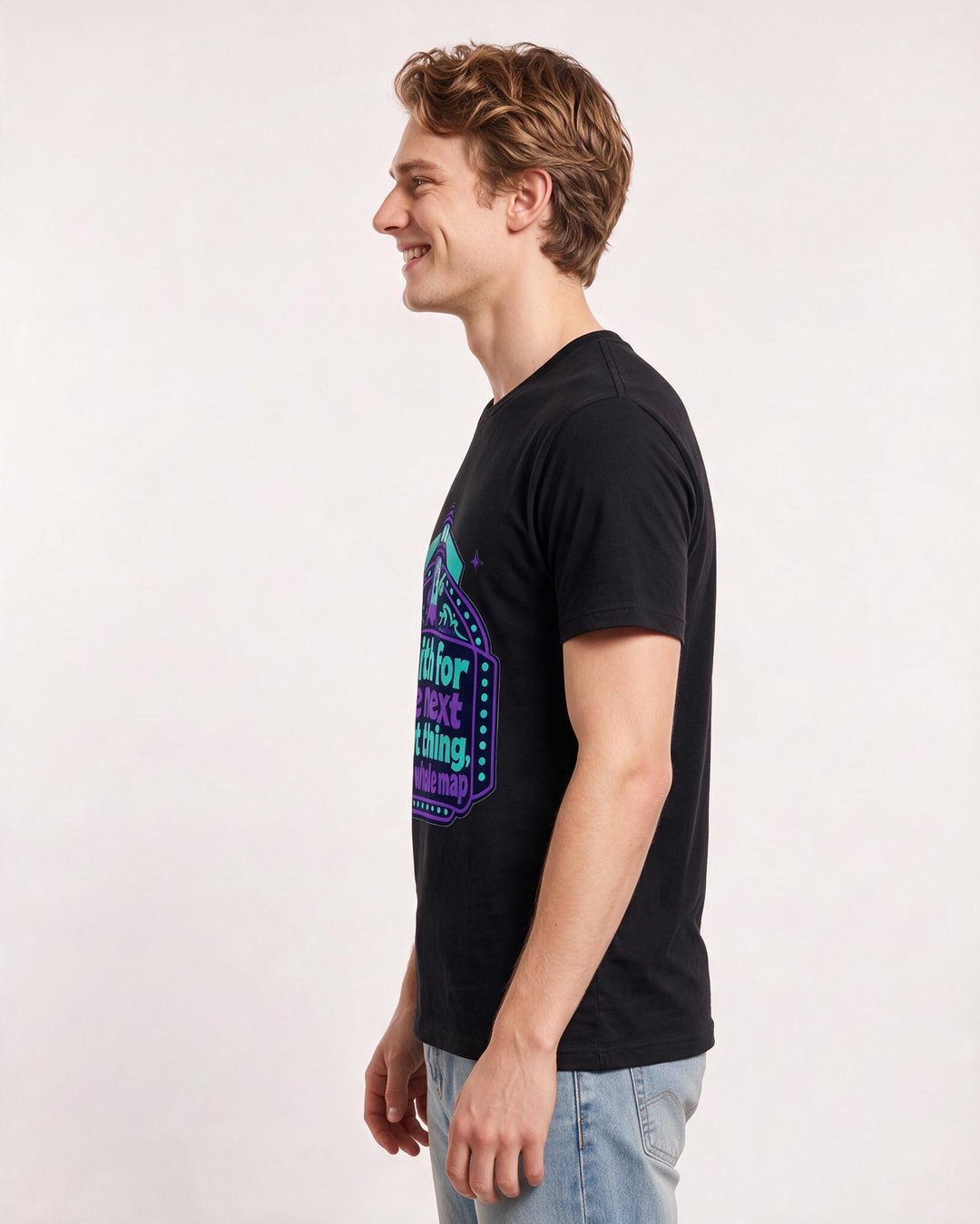 Graphic Men's Black T-Shirt - Faith for the next right thing, not the product image 2