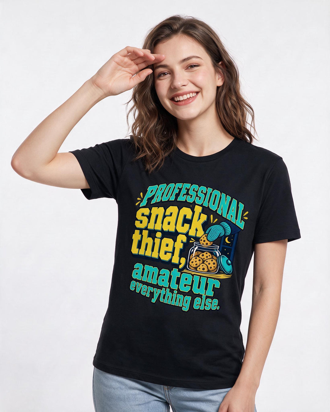 Couples Black T-Shirt for Women – Everyday Expression Graphic Tee product image 1
