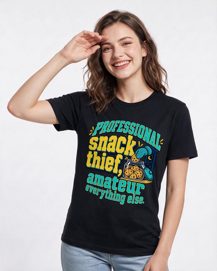 Couples Black T-Shirt for Women – Everyday Expression Graphic Tee product image 1