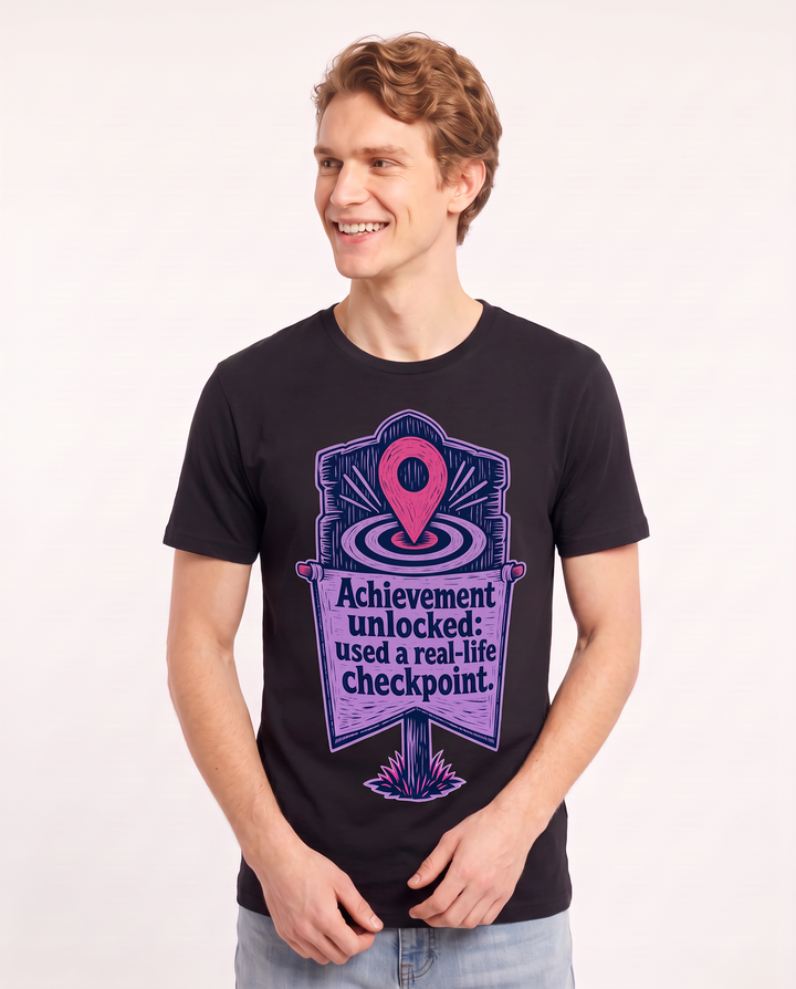 Gaming Men's Black T-Shirt - Achievement unlocked: used a real-life product image 3