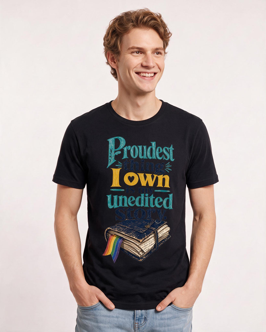 Pride Men's Black T-Shirt – Proudest thing I own is my unedited product image 3