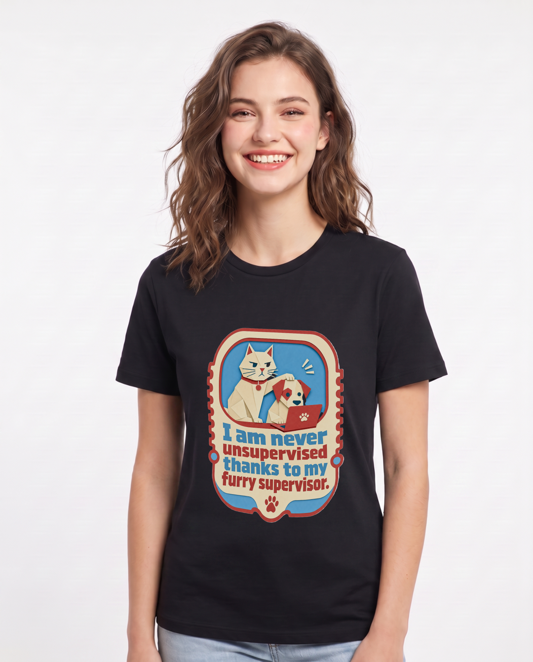 Graphic Women's Black T-Shirt - I am never unsupervised thanks to my product image 1