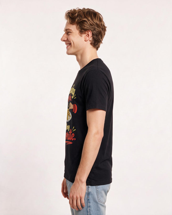 Couples Black T-Shirt for Men – Everyday Expression Graphic Tee product image 2