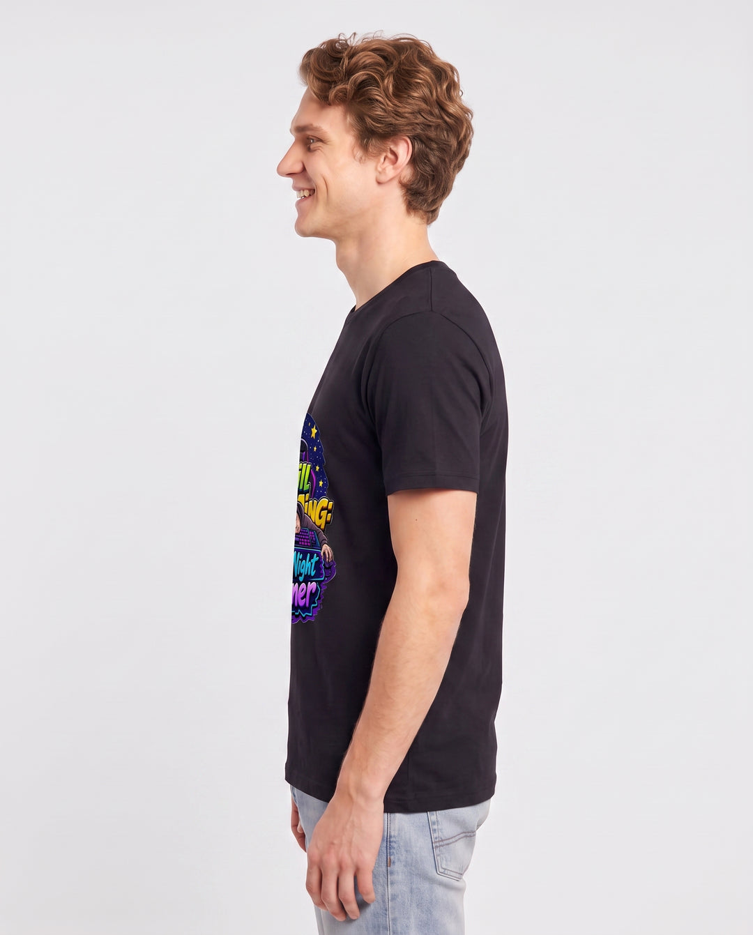 Still Grinding: Late Night Gamer Men's Black T-Shirt product image 3